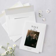 Timeless Typography Save The Date Cards Pure White Signature smooth Blank No Standard