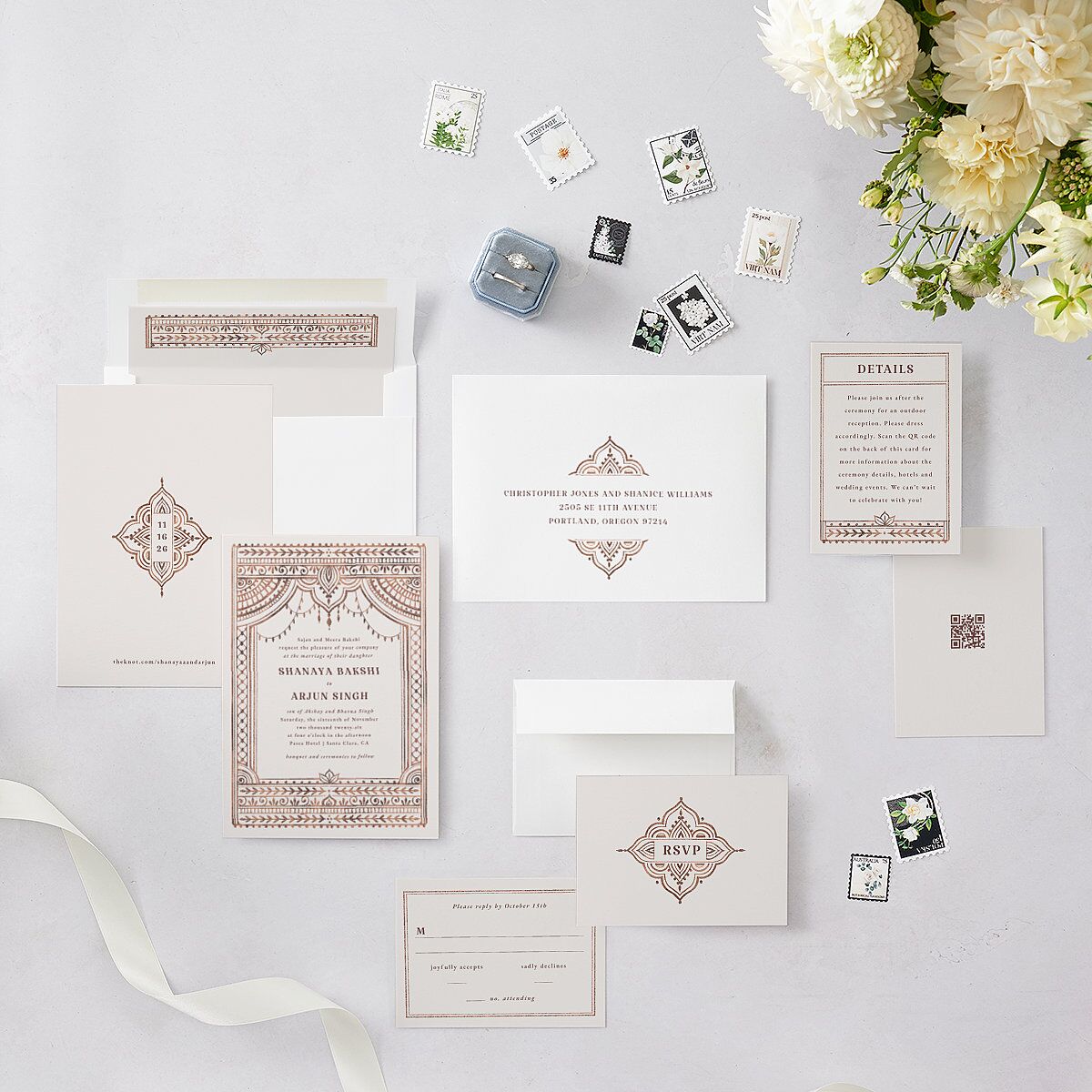 Painted Henna Wedding Invitations — view 5