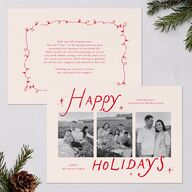 Whimsical Holiday Handwritten Holiday Cards Ruby Signature Blank Portrait  Standard
