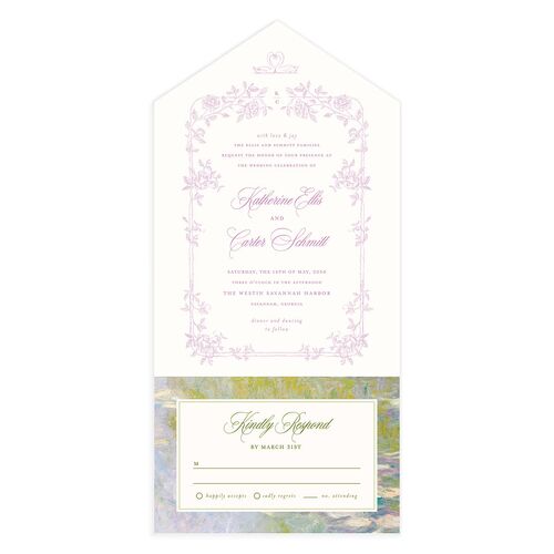 Eclectic Garden Reverie All-in-One Wedding Invitations Lavender Signature Light Both Recipient and Return Addresses No