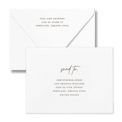 Our Date Photo Save the Date Magnet Euro Envelopes White Bisque Recipient Address Luxe Signature