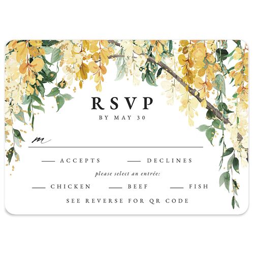 Sparkling Wisteria Wedding Response Cards Gold Umber Signature Rounded