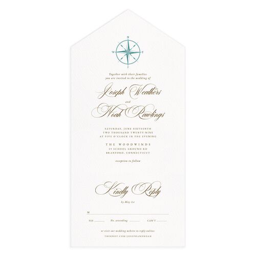Formal Nautical All-in-One Wedding Invitations Marigold Signature Light Both Recipient and Return Addresses No