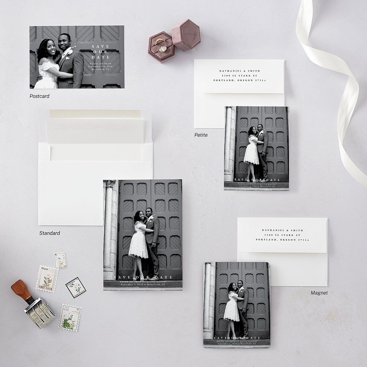 Ampersand Flourish Save The Date Magnets Snow Magnet Paper