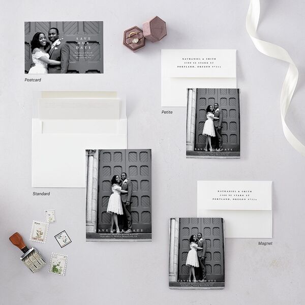 Ampersand Flourish Save The Date Magnets Snow Magnet Paper