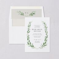 Greenery Laurel Rehearsal Dinner Invitations Pure White Signature Blank Standard