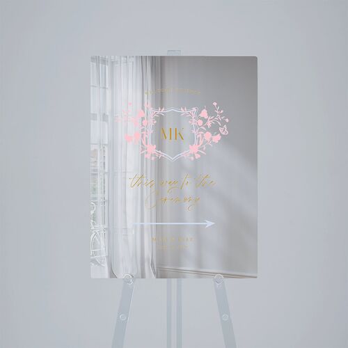 Fairytale Wildflower Crest Mirrored Acrylic Direction Sign Medium Daffodil Mirrored Acrylic M Direction Standard