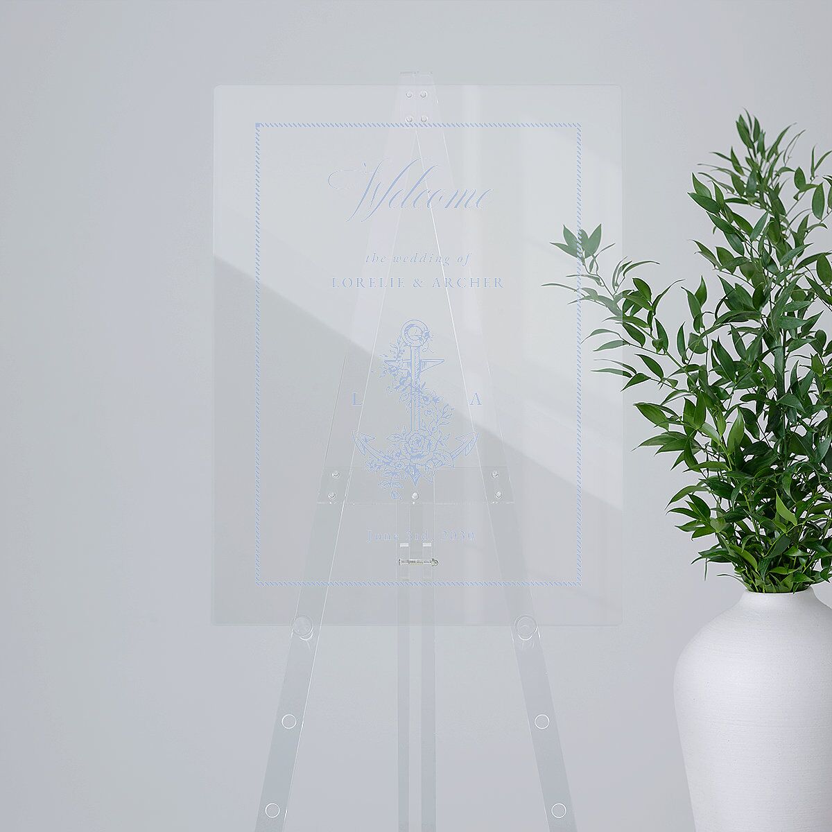 Coastal Oysters and Anchors Acrylic Welcome Sign Medium Sea Blue Standard Acrylic M Welcome