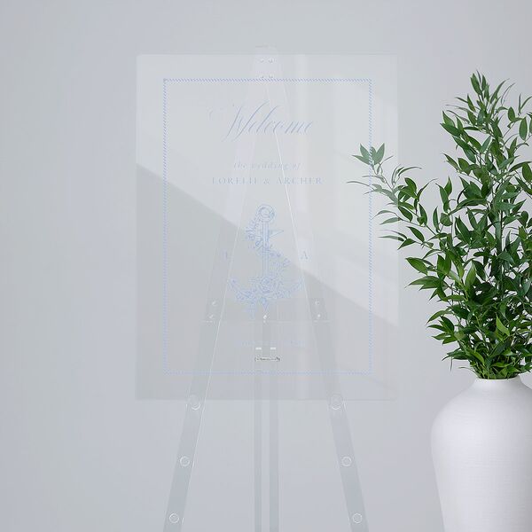 Coastal Oysters and Anchors Acrylic Welcome Sign Medium Sea Blue Standard Acrylic M Welcome
