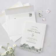 Country Farm Save The Date Cards Hunter Green Signature smooth Blank No Standard