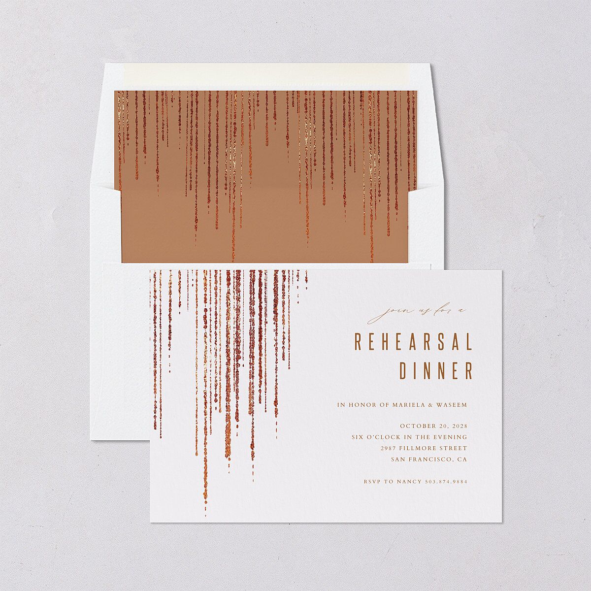 Classic Cascade Rehearsal Dinner Invitations Snow Signature Blank