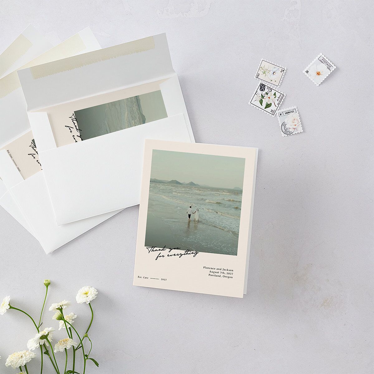 Vintage Film Photo Thank You Cards Sand