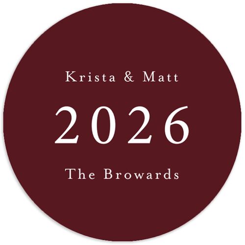 Meet the Newlyweds Holiday Stickers Burgundy Circle