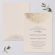 Indian Gilded Adornment Wedding Invitations Gold Sand Signature Blank No Standard