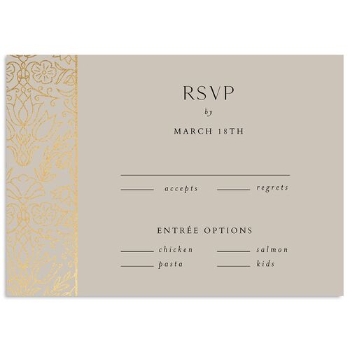 Ornate Regency Wedding Response Cards Gold Taupe Signature Standard