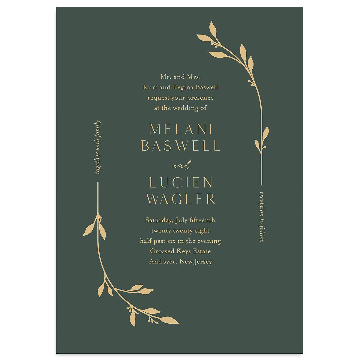 Gilded Sprigs Wedding Invitations