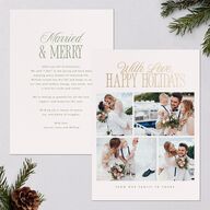 Hollywood Holiday Foil Holiday Cards Gold Greenery Signature Blank Standard Portrait
