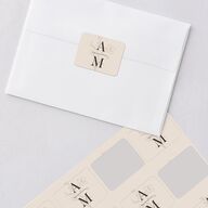 Rustic Monogram Wedding Stickers Sand Rounded