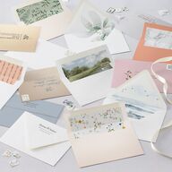Vintage Lovebird Banner Save The Date Card Envelopes White Linen Both Recipient and Return Addresses Signature Standard
