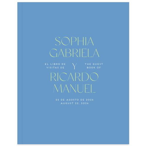 Color del Amor Bilingual Foreign Language Wedding Guest Book Sea Blue