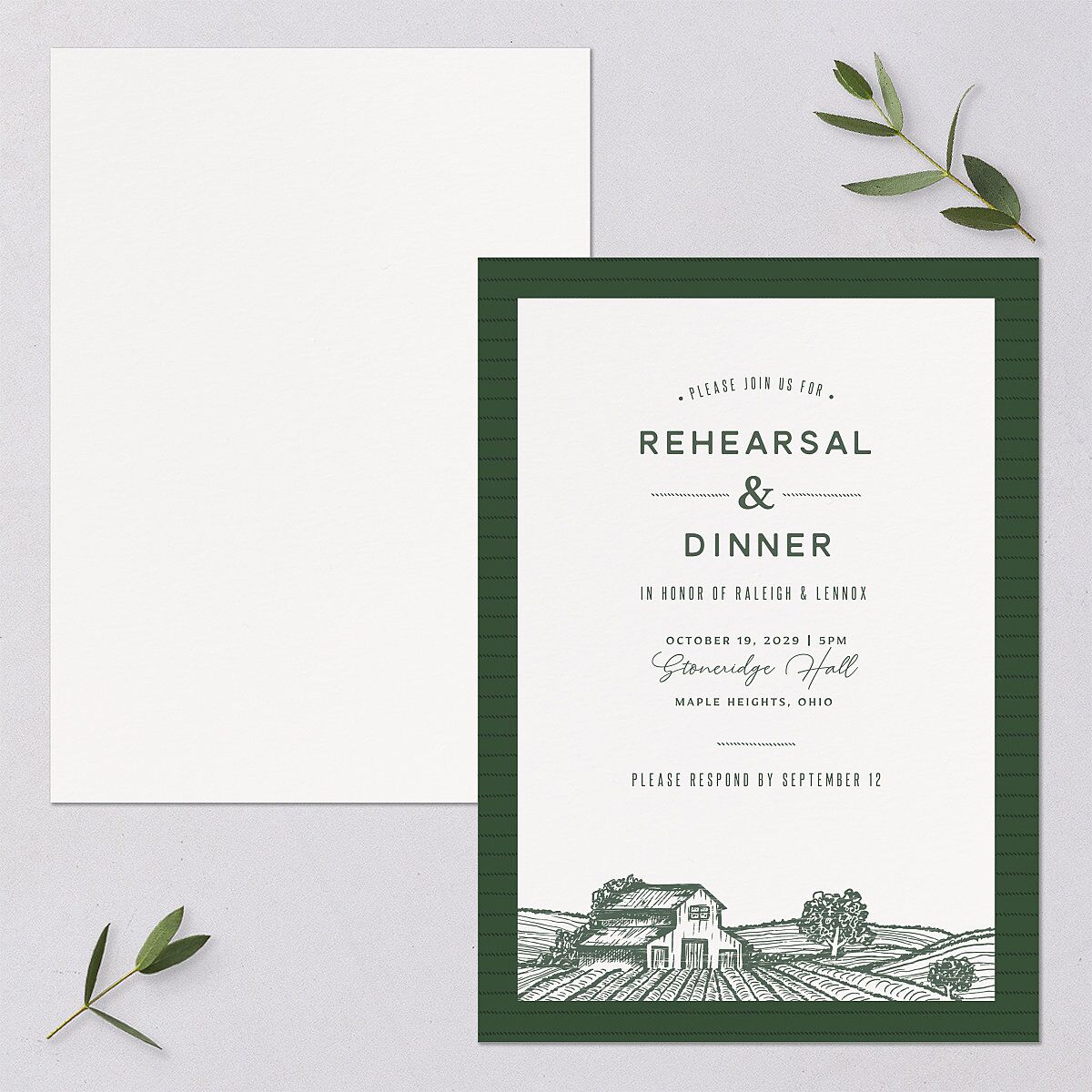 Country Farm Rehearsal Dinner Invitations — view 1
