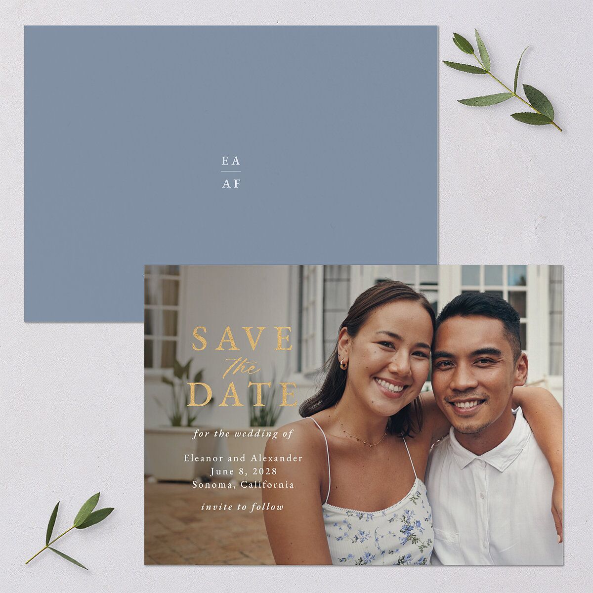 Timeless Floral Foil Save the Date Cards — view 1