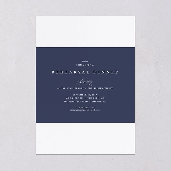 Elegant Edge Rehearsal Dinner Invitations Moody Blue Signature Blank