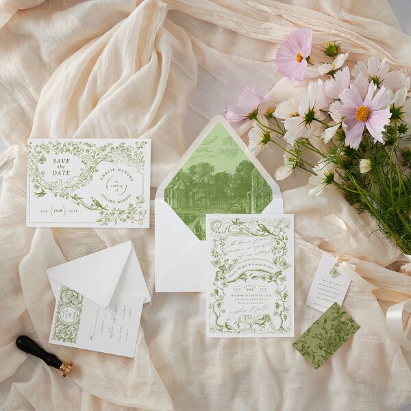 Vintage Toile Favor Gift Tags Dark Camo Signature