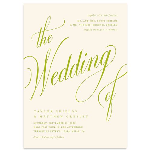 Modern Wedding Of Calligraphy Wedding Invitations Chartreuse Signature Blank No Standard