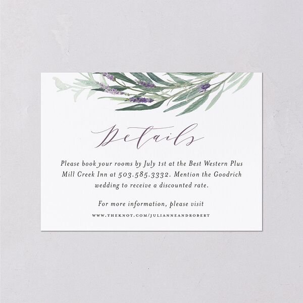 Lavender Sage Wedding Enclosure Cards Plum Signature