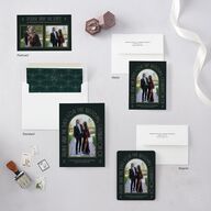 Gatsby Deco Arch Save the Date Cards Dark Emerald Signature smooth Blank No Standard