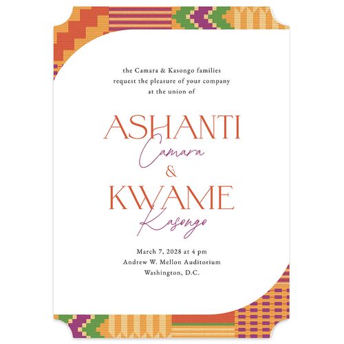 Ankara Print Wedding Invitations Gold Marigold Signature Blank No Ticket