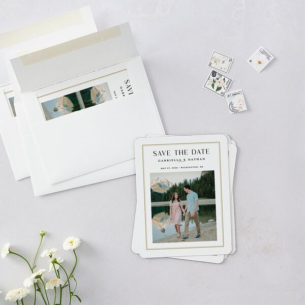 Greenery Frame Save The Date Magnets Pure White Magnet Paper