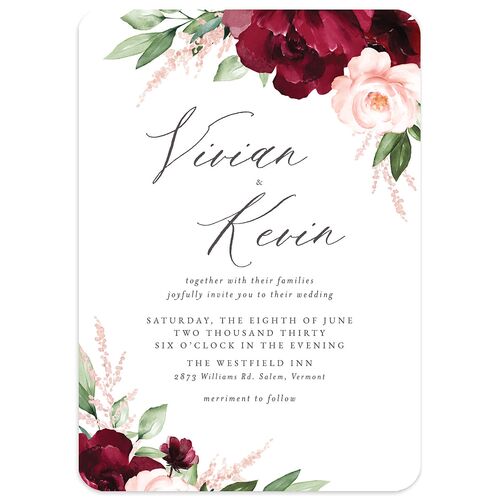 Beloved Floral Wedding Invitations Dark Berry Signature Blank No Rounded