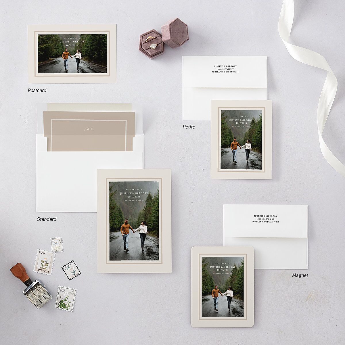 Classic Inset Frame Save The Date Magnets Champagne Magnet Paper