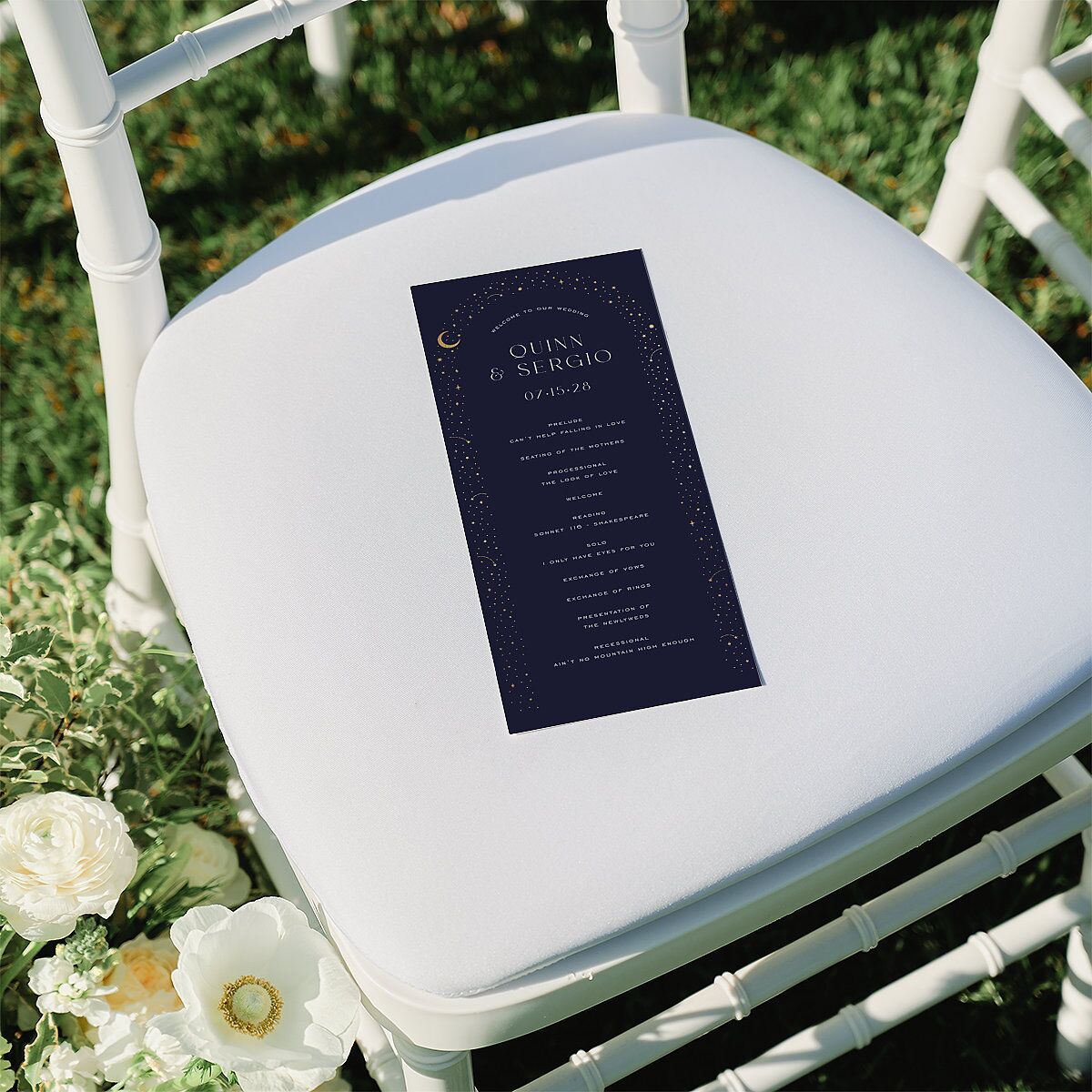 Celestial Arch Wedding Programs Gold Navy Signature