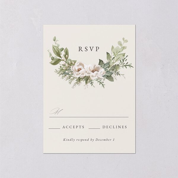 Greenery Laurel Wedding Response Cards Champagne Signature Standard