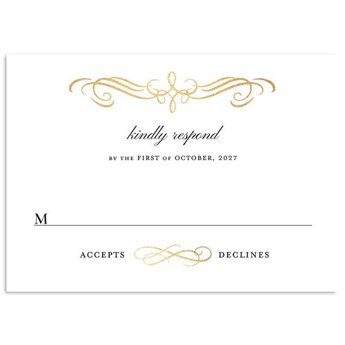 Antique Fairytale Foil Wedding Response Cards Gold Charcoal Signature Standard