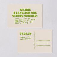 Retro Modern QR Code Save the Date Postcards Greenery
