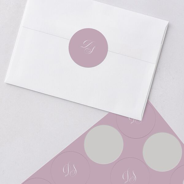 Formal Wisteria Garden Crest Wedding Stickers by Bridgerton Purple Haze