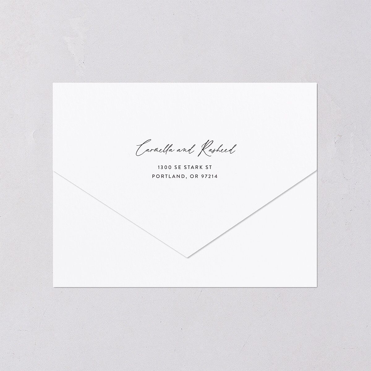 Delicate Wildflower All-in-One Wedding Invitations Pure White Signature Light Both Recipient and Return Addresses No