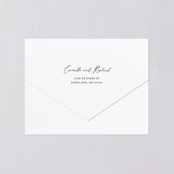 Delicate Wildflower All-in-One Wedding Invitations Pure White Signature Light Both Recipient and Return Addresses No