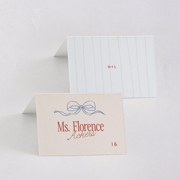 Modern Delicate Bows Place Cards Jewel Red Signature