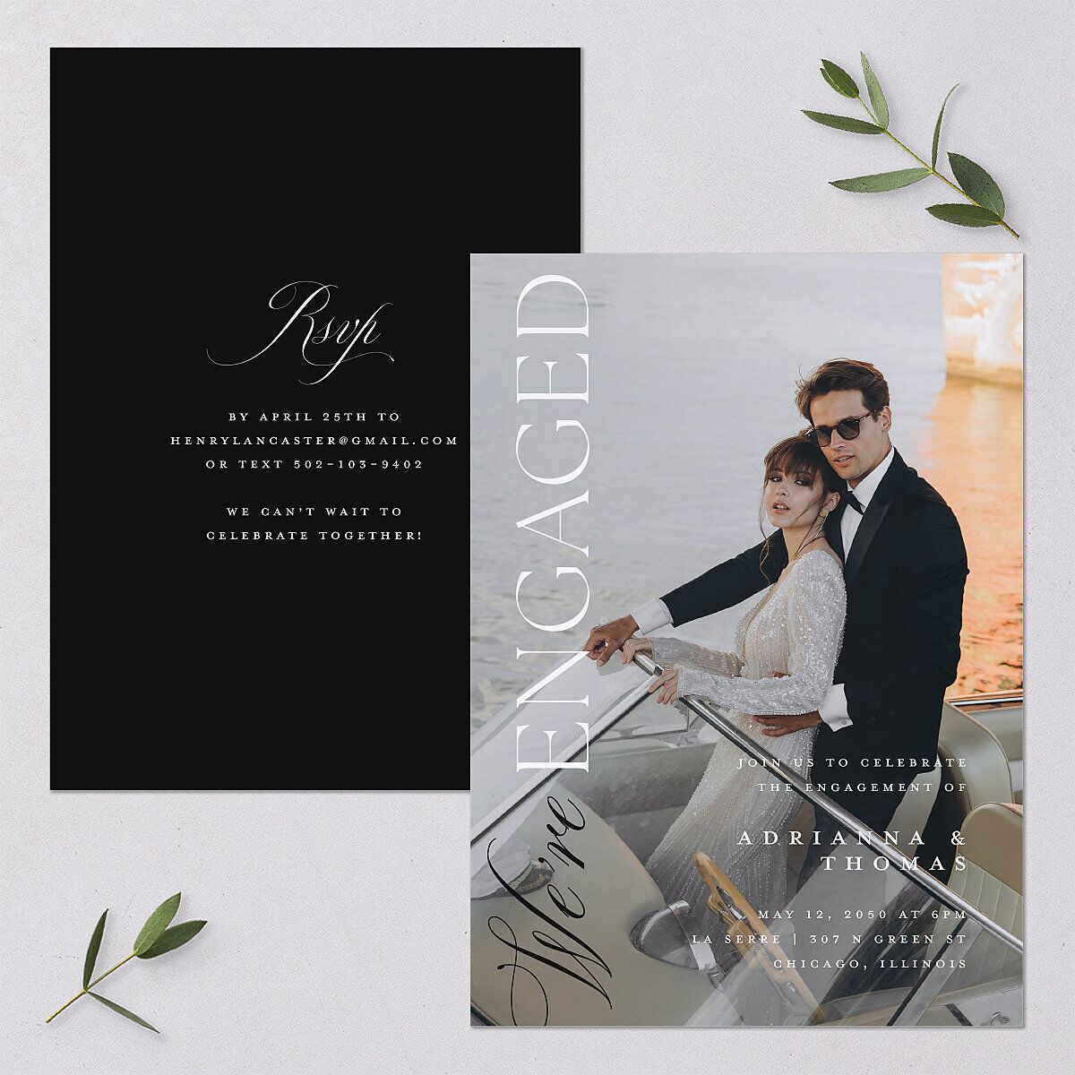 Classic Capture Engagement Party Invitations Midnight Signature Blank Standard