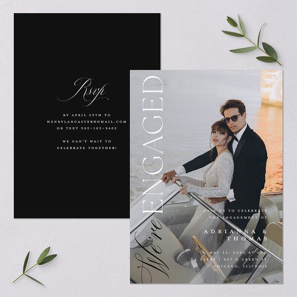 Classic Capture Engagement Party Invitations Midnight Signature Blank Standard