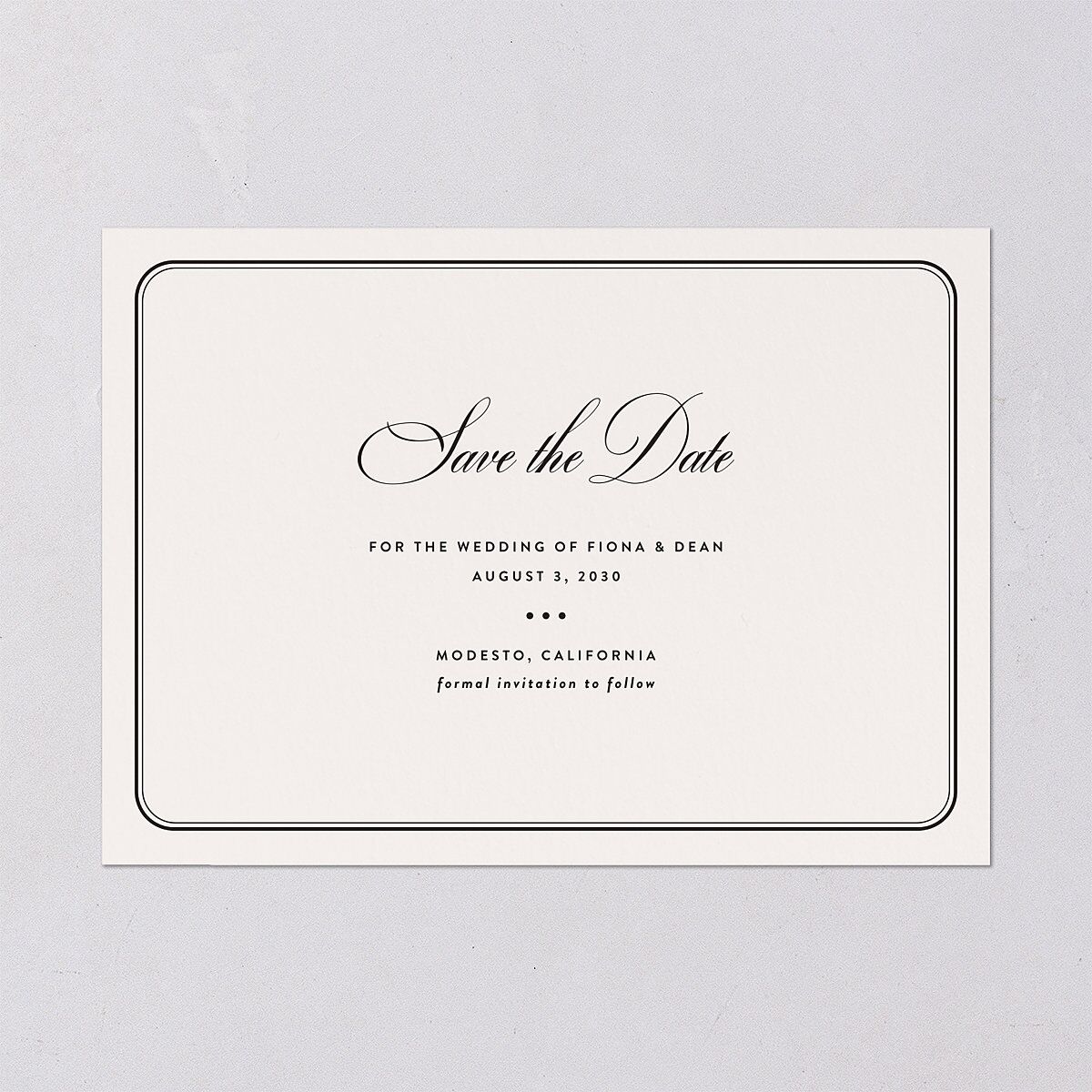 Vintage Retro Border Save the Date Cards Off-White Signature smooth Blank No Standard
