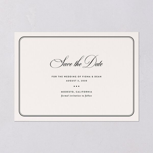 Vintage Retro Border Save the Date Cards Off-White Signature smooth Blank No Standard
