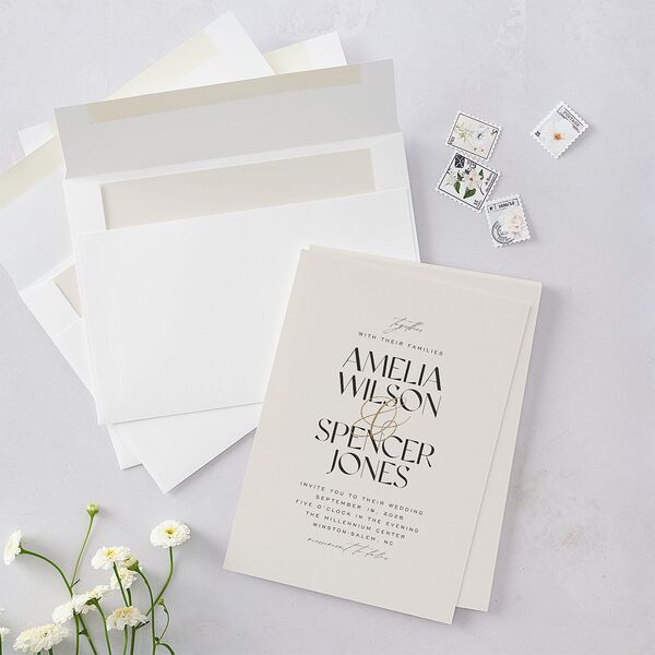 Together Wedding Invitations Gold Champagne Signature Blank No Standard