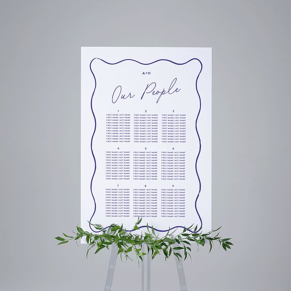 Hand Drawn Wavy Border Standard Seating Chart Large Sapphire Standard Indoor Foam Core L Seating