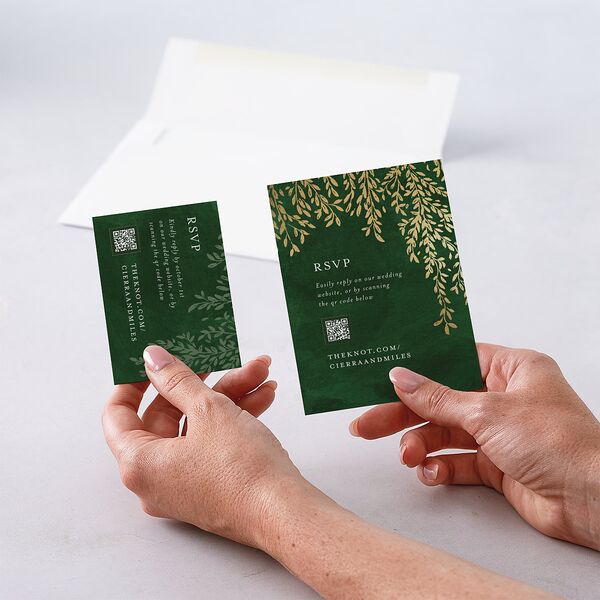 Emerald Forest QR Code RSVP Cards Hunter Green Signature Standard